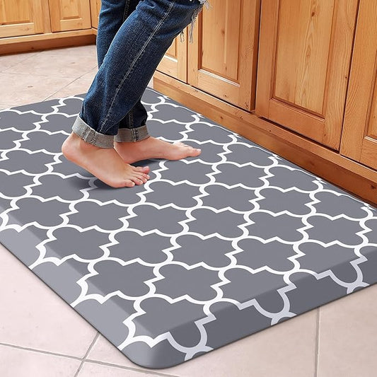 WISELIFE Anti Fatigue Floor Mat - 4/5 Inch Thick Kitchen Mat Non Slip Waterproof Heavy Duty Ergonomic Comfort Mat Durable for Home, Office, Sink, Laundry,(22" x 36", Grey)