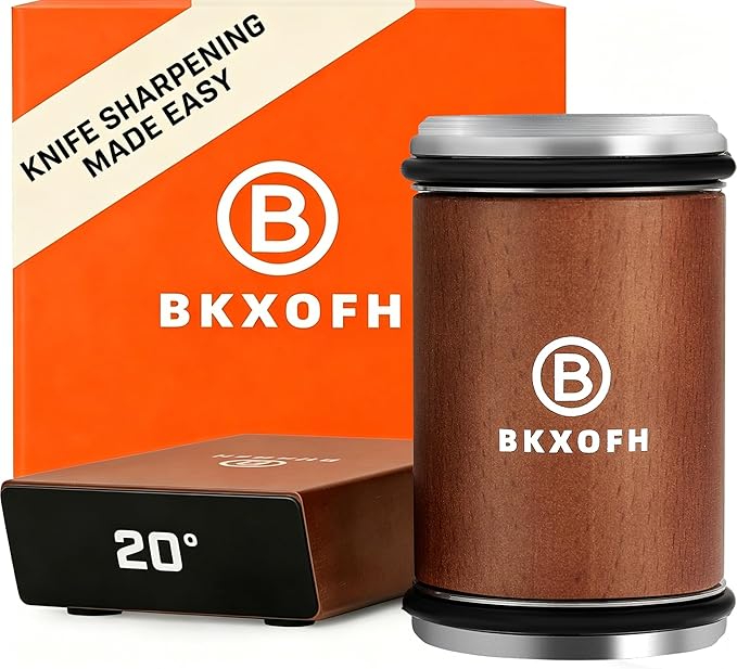 Rolling Knife Sharpener Kit, Knife Sharpening Kit, Kitchen Knives Sharpener Roller with Diamond and Ceramic for Steel of Chef Blade, Knives Sharpening Tool with 15 & 20 Degree Magnetic Angle, Walnut