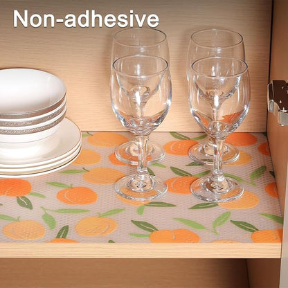Cooyes Shelf Liner, Non-Adhesive Waterproof Drawer Liner, Durable Easy-to-Cut EVA Shelf Paper for Kitchen Cabinets, Refrigerator, Cupboard, and Dresser (17.5 Inch W x 120 Inch L, Peaches)