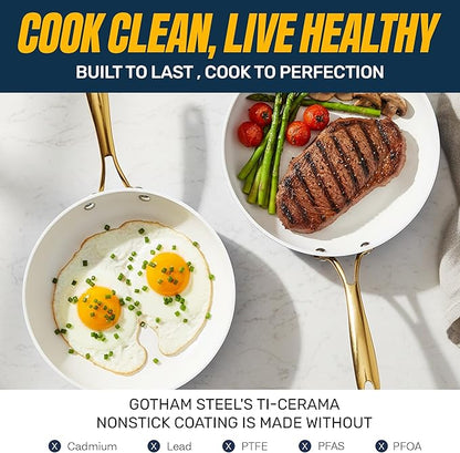 15 Pc Pots and Pans Set Non Stick - Gotham Steel Ceramic Cookware Set, Diamond Reinforced Nonstick, PFOA & PFAS Free, Non Toxic Kitchen Cookware, Oven Safe to 500°F, Dishwasher Safe - Navy