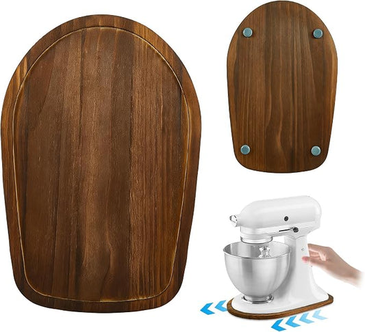 Mixer Slider Mat for KitchenAid 4.5-5 Qt Tilt Head Stand Mixers, Pine Wood Moving Tray for Kitchenaid Artisan, Storage Organizer for Kitchen Countertop Accessories and Attachments (Brown, 4.5-5 Qt)