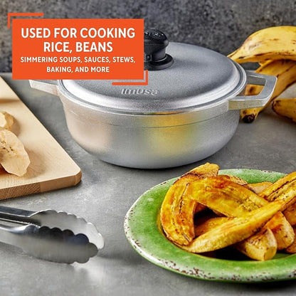 IMUSA 2.6 Quart Traditional Natural Made in Colombia Caldero with Lid for Cooking and Serving, Silver