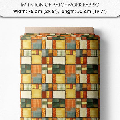 Patchwork Sunflower Cotton Fabric Panel – Six 10×10 inch Designs + Bonus 29.5×19.6 inch Patchwork Sheet, 100% Turkish Cotton 140 GSM
