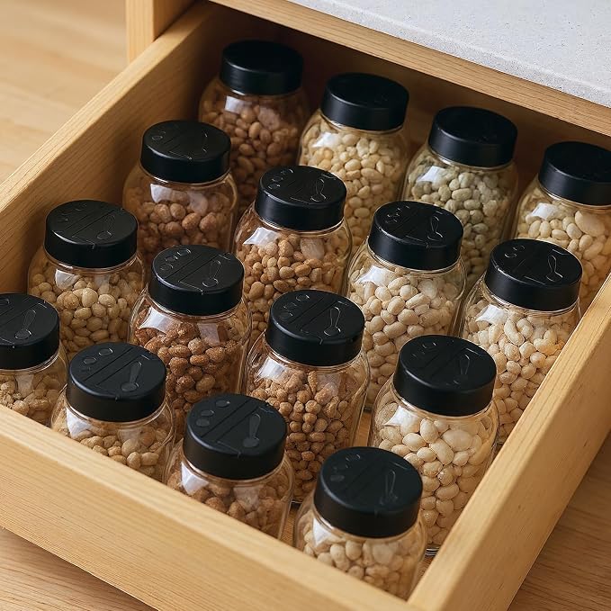 Molain 28 Pcs 16oz Plastic Spice Jars with Shaker Lids, Plastic Square Spice Bottles Reusable Seasoning Containers Jars Large Seasoning Bottles, Clear Bottle for Powders, Spices, Glitters