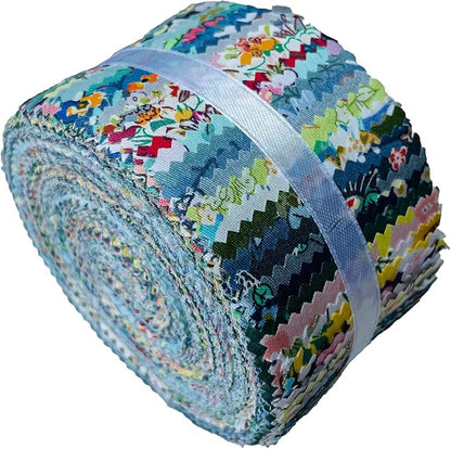 40 Strip Jelly Roll Fabric Strips for Sewing, 100% Cotton for Quilting Crafting, Precut Bundles2.5 x 44" 40 Colors Printed Fabric