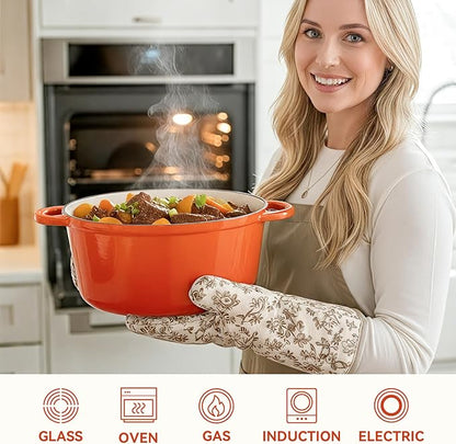 6.5 Quart Dutch Oven Pot with Lid, Non Stick Enameled Cast Iron Dutch Oven for Bread Baking, Heavy-Duty, Oven Safe Ceramic Cookware Up to 500°F for Baking, Braising, Stews, Roasting, Orange