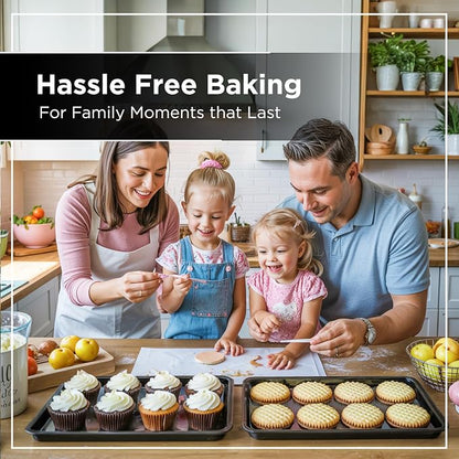 Wrenbury Jelly Roll Pan and Quarter Sheet Pan Set of 2 - Carbon Steel DuraQuartz Non Toxic Large Baking Sheet - ⅔ Sheet Pan for Cookies - Dual Pack