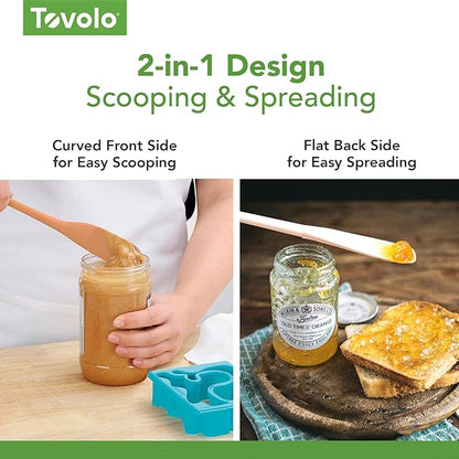 Tovolo Silicone Jar Spatula Long Handled Rubber Scraping Scooping Tool for Peanut Butter Jam Jelly Jars Blenders, Easy Reach Extra Long Flex Core Silicone Jar Scraper Dishwasher Safe BPA Free, Black