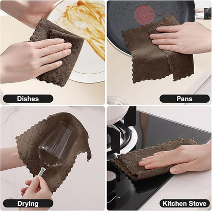 Homaxy 18 Pack Kitchen Cloths Dish Towels (7" x 9", Brown), Super Soft and Absorbent Coral Velvet Dishcloths, Fast Drying No Lint Microfiber Cleaning Cloth