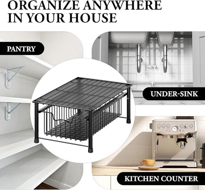 Simple Houseware Stackable Basket Drawer, Black