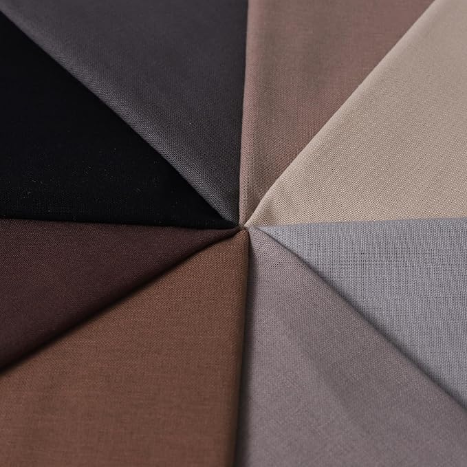 18 * 21inch Cotton Fabric, Premium Fabric Pure Quilting Fat Quarter Bundles Patchwork for Sewing DIY Craft (Grey Coffee Series, 8PCS)
