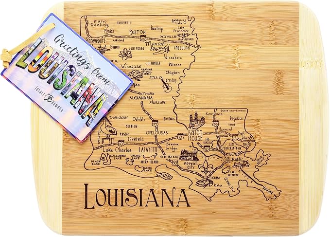 Totally Bamboo A Slice of Life Louisiana State Serving and Cutting Board, 11" x 8.75"
