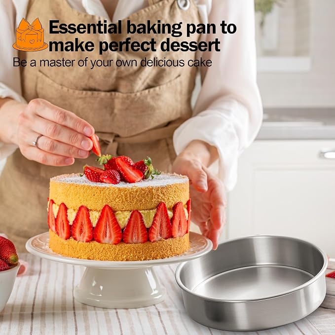 6 Inch Cake Pans Set of 3 with 100 Pieces Parchment Paper, Stainless Steel Baking Pan For Layered Cakes, Smash Cake Pans Mirror Finish Dishwasher Safe Small Cake Pan Set Cake Mold