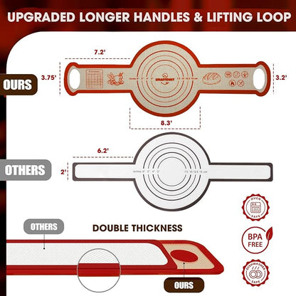 Sourdough Silicone Bread Sling for Dutch Oven, 2PCS Non-Stick Reusable Baking Mat with Long Handles, Essentials Bread Making Supplies for Dough Transfer and Loaf Pan Lifter Liner, Set 2Pcs Round