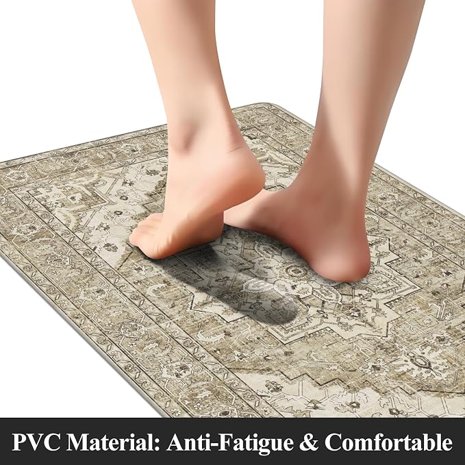 Cushioned Kitchen Rug Sets 3 Piece Anti Fatigue Mats for Floor Non Slip Waterproof Comfort Standing Mat Runner for Home Office, Sink, Laundry