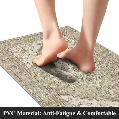 Cushioned Kitchen Rug Sets 3 Piece Anti Fatigue Mats for Floor Non Slip Waterproof Comfort Standing Mat Runner for Home Office, Sink, Laundry
