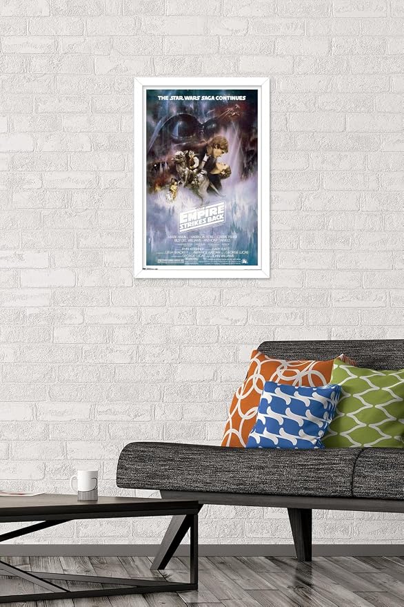 Trends International Star Wars: The Empire Strikes Back - The Saga Continues One Sheet Wall Poster, 14.725" x 22.375", White Framed Version