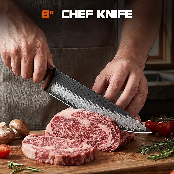 Topfeel 8 Inch Damascus Chef Knife, 67-Layer High Carbon Steel Kitchen Knife Sharp Japanese Chef Knives Full Tang, Professional Kitchen Knives with Wooden Ergonomic Handle