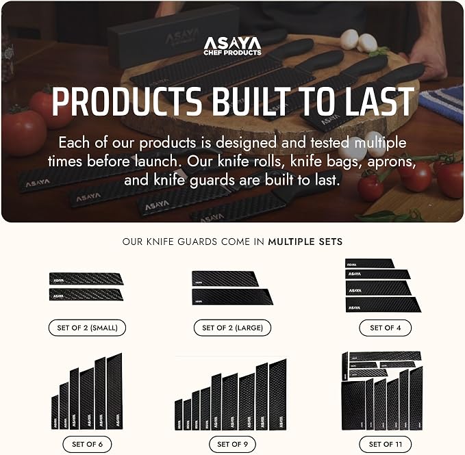 Asaya Professional Chef Knife Edge Guards – 2 Piece Steak Knives Universal Covers, 6.5" x 1.25" - Extra Strength ABS Plastic and Food Safe Kitchen Knife Sheath Covers – Knives Not Included (2 Piece S)