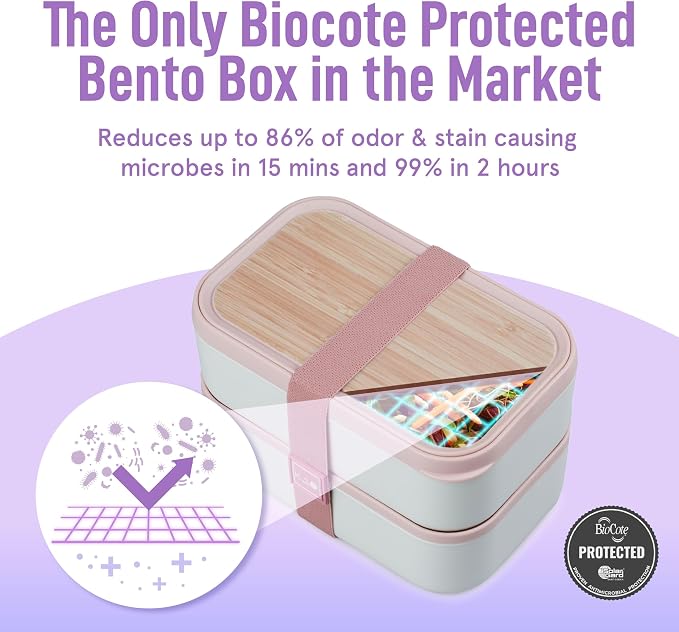 KARRICO Double Premium Bento Box Adult, 67 fl oz BPA-Free - Dusty Pink Stackable Lunch Box with Leak-Proof Lids & Dividers, Perfect for Meal Prep, Lunches & Portion Control