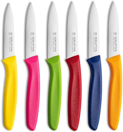 Paring Knife Fruit Knife Set,6 Pieces Stainless Steel Paring Knives Set,Sharp Knife,Straight Edge Small Knife Set for Cutting Fruits and Vegetable,Ergonomic Handle,Colorful