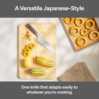Misen Japanese Santoku Chef Knife - 7.5 Inch High Carbon Stainless Steel - Classic Japanese Knife Design for Cutting, Slicing, and Chopping - Razor Sharp Japanese Style Kitchen Knife, Gray