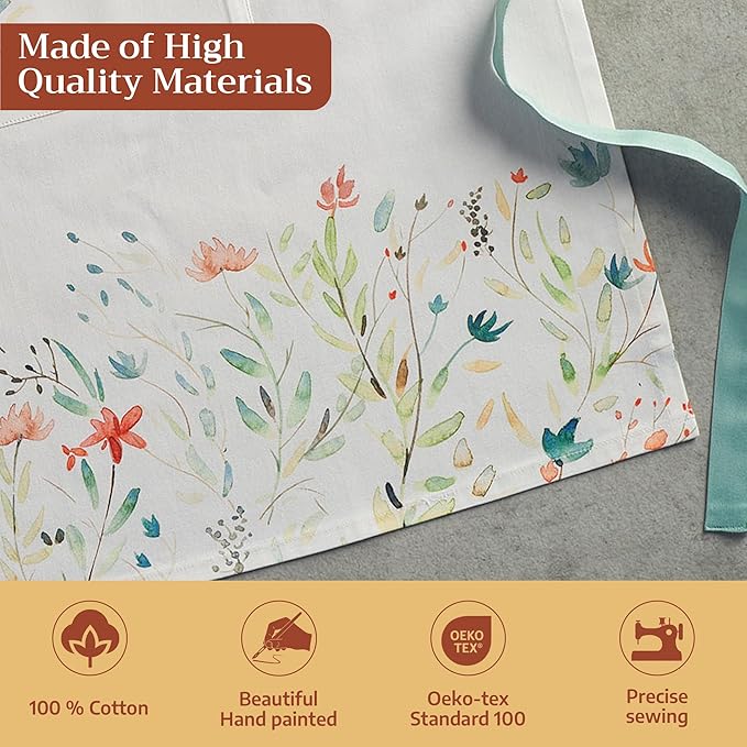 Maison d' Hermine 100% Cotton Apron for women with Pocket Kitchen Chef Apron for Men Cooking Spring Summer