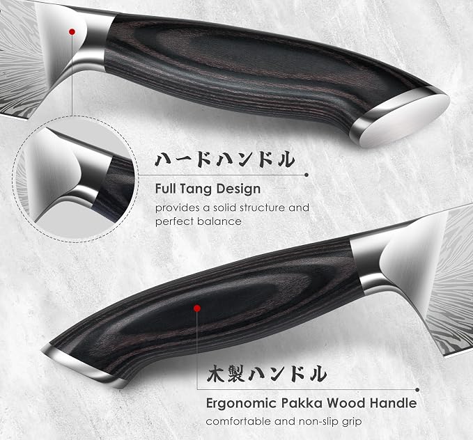 16 Pieces Knife Set, Knife Block Set in Powder Steel, Ultra Sharp Kitchen Knives Set, High Hardness Japanese Knife Set with Ergonomic Pakkawood Handle, Chef Knives Set for Kitchen Cooking
