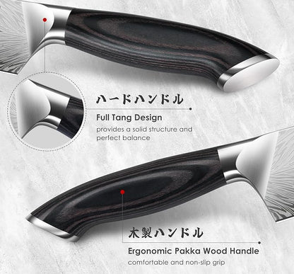 16 Pieces Knife Set, Knife Block Set in Powder Steel, Ultra Sharp Kitchen Knives Set, High Hardness Japanese Knife Set with Ergonomic Pakkawood Handle, Chef Knives Set for Kitchen Cooking