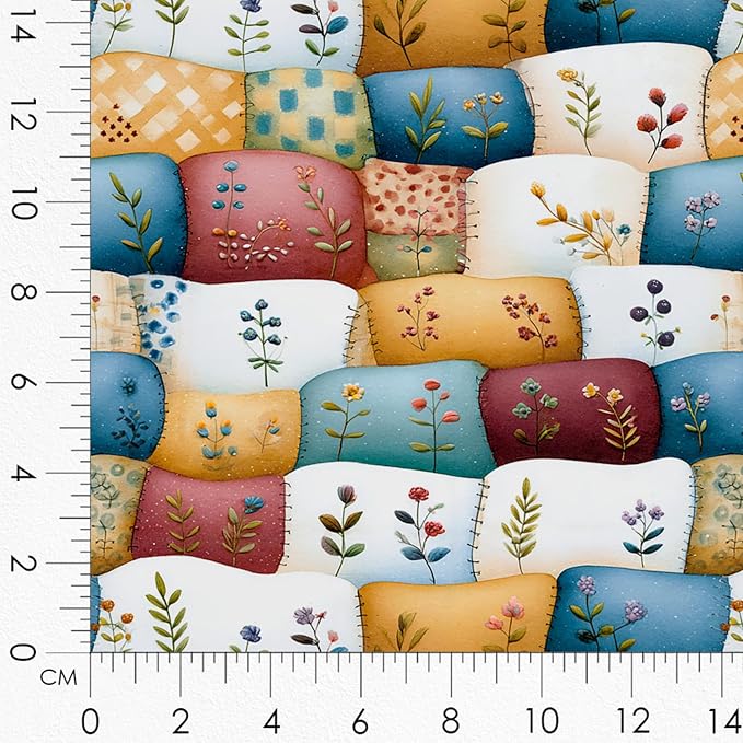 Farmhouse Chicken Patchwork Cotton Fabric Panel – 6 Designs (10×10 inch Each) + Bonus Patchwork Sheet 29.5×19.6 inch, 100% Cotton 140 GSM