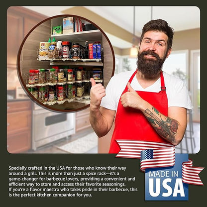 Vertical Spice Cabinet Mounted Spice Rack Drawer - Pull Out Cabinet Organizer - Cupboard Organizers & Storage - Pantry Shelf -45 Half Sized Jars, 3 Drawers, 2 Tiers (6.9" W x 9.25" H x 10.6" D, Cream)