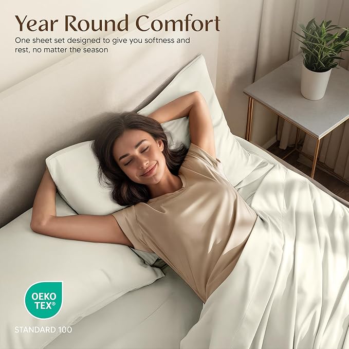 Utopia Bedding Twin Sheet Set – 3 Piece Bed Sheets for Twin Size Bed, Soft and Breathable Microfiber, Includes 1 Fitted Sheet, 1 Flat Sheet and 1 Pillowcase – Oeko Tex (Ivory)