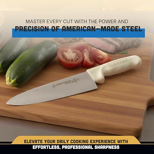 Dexter-Russell 8" Chef's Knife – S145-10PCP | SANI-SAFE Series | High-Carbon Stainless Steel Blade, NSF Certified, Slip-Resistant White Handle, Made in USA