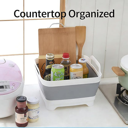 Foldable Sink Vegetable Fruit Bowl Dish Washing Storage Basin Basket, Portable Space-Saving for Kitchen, RV, Campers, and Travel Trailers