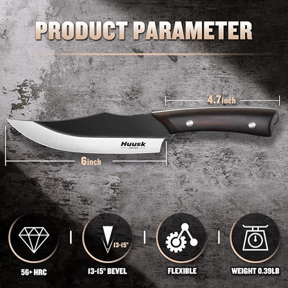 Huusk Butcher Knife for Meat Cutting,Japanese Boning Knife Meat Cleaver Knife with Sheath,Japan Chef Knife for Kitchen and Outdoor, Thanksgiving Christmas Gift for Dad