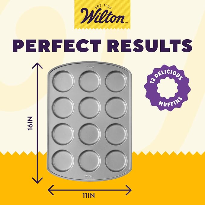 Wilton Gold Non-Stick Muffin Top Pan - Perfect for Muffin Tops, Egg Bites & Mini Layered Cakes - Made without PFAS & Scratch Resistant - 11 x 16 Inch