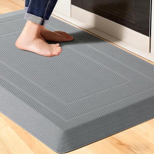 UKISS 9/10"" Extra Thick Cushioned Anti Fatigue Kitchen Mat, Waterproof High Density Foam Standing Desk Mat, Non-Slip Ergonomic Comfort Mat for Kitchen, Office,Workstation (Grey, 20" X 32")