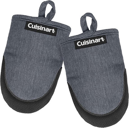 Cuisinart Mini Oven Mitts – 5.5” x 7” Heat-Resistant Kitchen Mitts for Oven with Non-Slip Neoprene Palm, Cotton Filling, and Fabric Loop – Durable Oven Mitt Set for Cooking & Baking (Chambray)