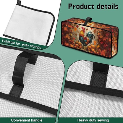 Thanksgiving Toaster Cover 2 Slice Maple Leaf Rooster Cover for 2 Slice Slim Toaster, Water-Resistant Dust Covers for Kitchen Appliances, Machine Washable