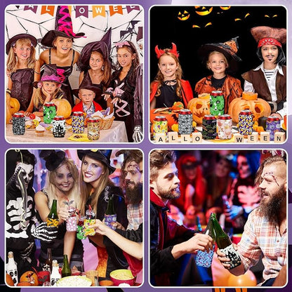 Halloween Can Cooler Sleeves, 18pcs Halloween 12 oz Cold Drinks Beer Drink Can Bottle Cooler Sleeves for Halloween Party Favors Decorations Supplies