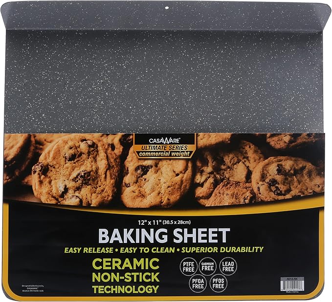 casaWare Toaster Oven 12 1/8 x 11-Inch (Exterior) 10-Inch (Interior) Baking Sheet with a 1.5-Inch Handle (Silver Granite)