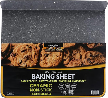 casaWare Toaster Oven 12 1/8 x 11-Inch (Exterior) 10-Inch (Interior) Baking Sheet with a 1.5-Inch Handle (Silver Granite)
