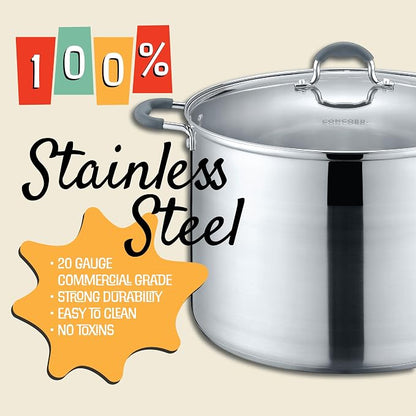 CONCORD 20 Quart Stainless Steel Canning Pot Set. Includes Canning Rack, Tongs, Jar Lifter, Funnel, Wrench, Lid Lifter, Mixer/Measurer (Induction Compatible)