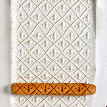 MKM Pottery Tools Wood Hand Rollers for Clay (HR-25 Fleur de lis)