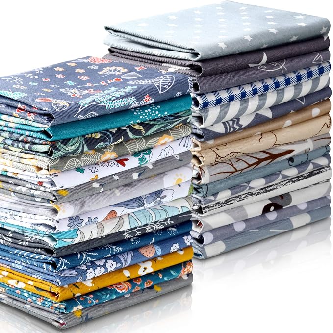 Tatuo 30 Pieces 10 x 10 Inches Cotton Fabric Bundle Squares Patchwork Floral Fabric Sewing Quilting Bundles Assorted Pattern Cloth for DIY Scrapbook Craft Making