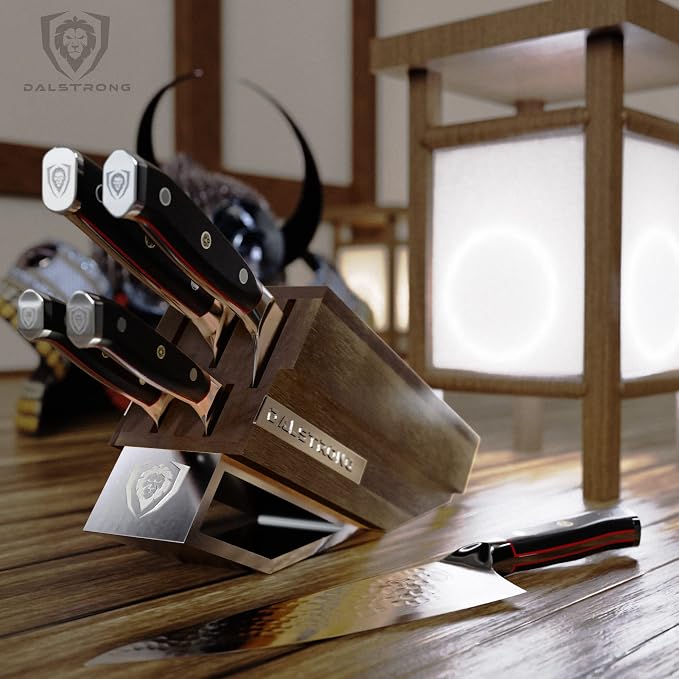 Dalstrong 5-Piece Japanese Knife Block Set — 66-Layer Damascus AUS-10V Steel (8–12° Edge), Chef + Santoku + Utility + Bread + Paring — Shogun ELITE For Serious Home Cooks & Culinary Gifts