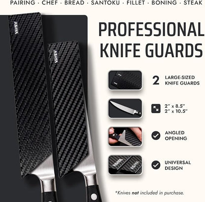 Asaya Professional Chef Knife Edge Guards – 2 Piece Knives Universal Covers, 8.5 x 2 and 10.5 x 2 - Extra Strength ABS Plastic and Food Safe Kitchen Knife Sheath Covers -Knife Not Included (2 Piece)