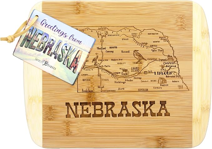 Totally Bamboo A Slice of Life Nebraska State Serving and Cutting Board, 11" x 8.75"