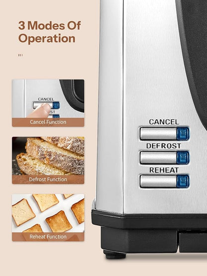 Yabano 4 Slice Toaster, Toaster with Extra Wide Slot and 7-Shade Settings, Defrost and Reheat Function, Make Toast with Smiley Faces, Stainless Steel
