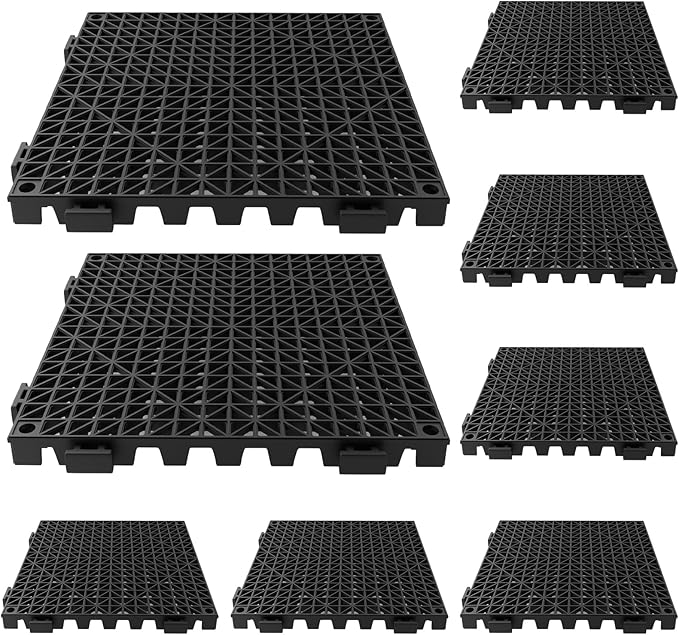 Tioncy 8 Pcs Bar Countertop Supplies Interlocking Mats 12 x 12 Inch Black Shelf Liners Bar Drying Coffee Non Slip Spills Mats for Bartending Home Cocktail Bars Restaurants